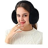LA CARRIE Unisex Winter Foldable Earmuffs Plush Faux Fur Ear Muffs Outdoor Cold Weather Ear Warmers for Women and Men