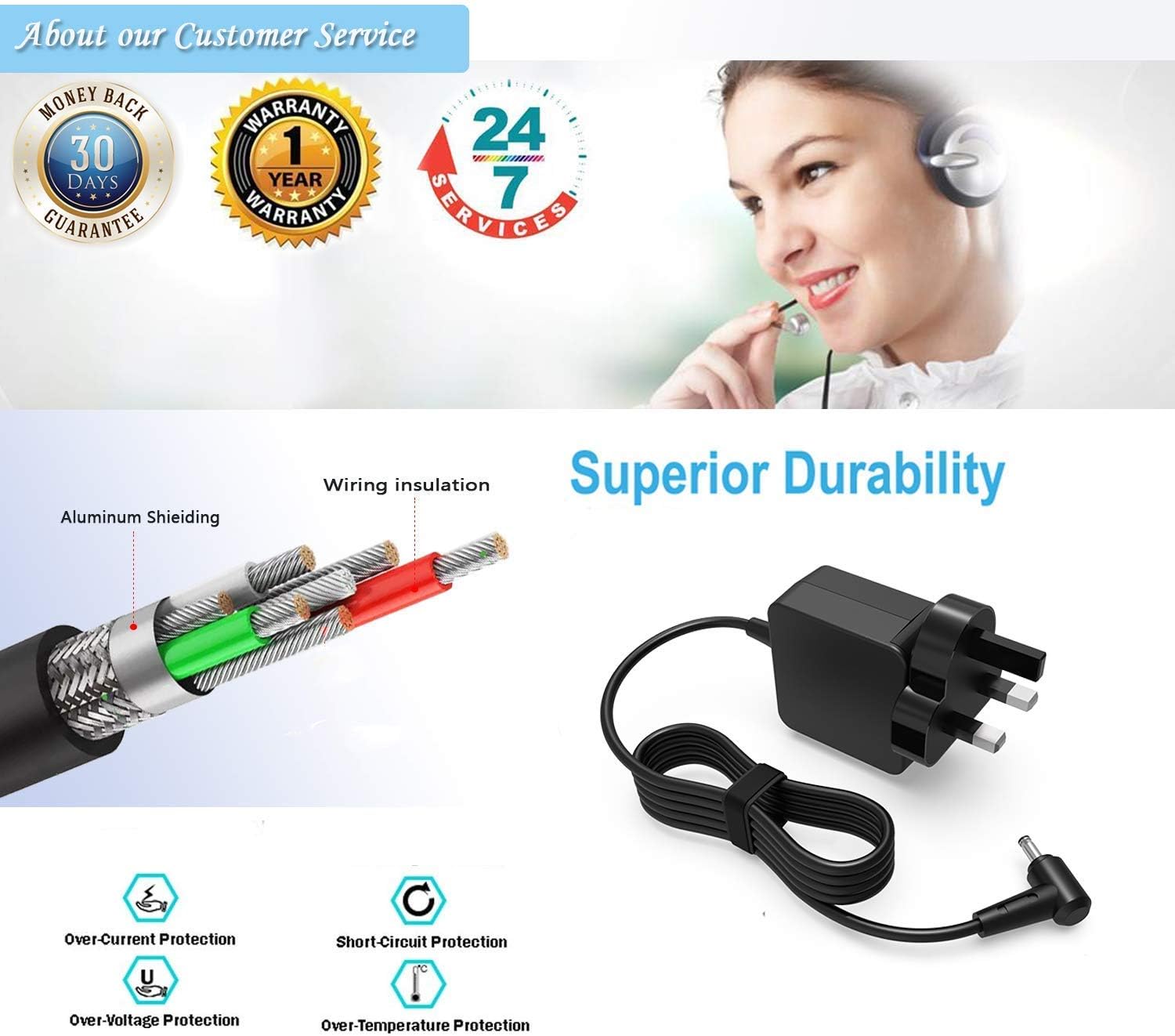 Superer Charger Fit for Asus VivoBook S14 S410U S433 S413E S413EA S413J K413F K413E K513E K513EA K556U K556UA S410UA S410 S430U S430UA S430F S431F S433F S433J Laptop Power Supply - Image 3
