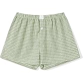 Y2k Women Gingham Boxer Shorts Low Rise Micro Pajamas PJ Sleep Short Pants Plaid Sleepwear Sleeping Lounge Bottoms