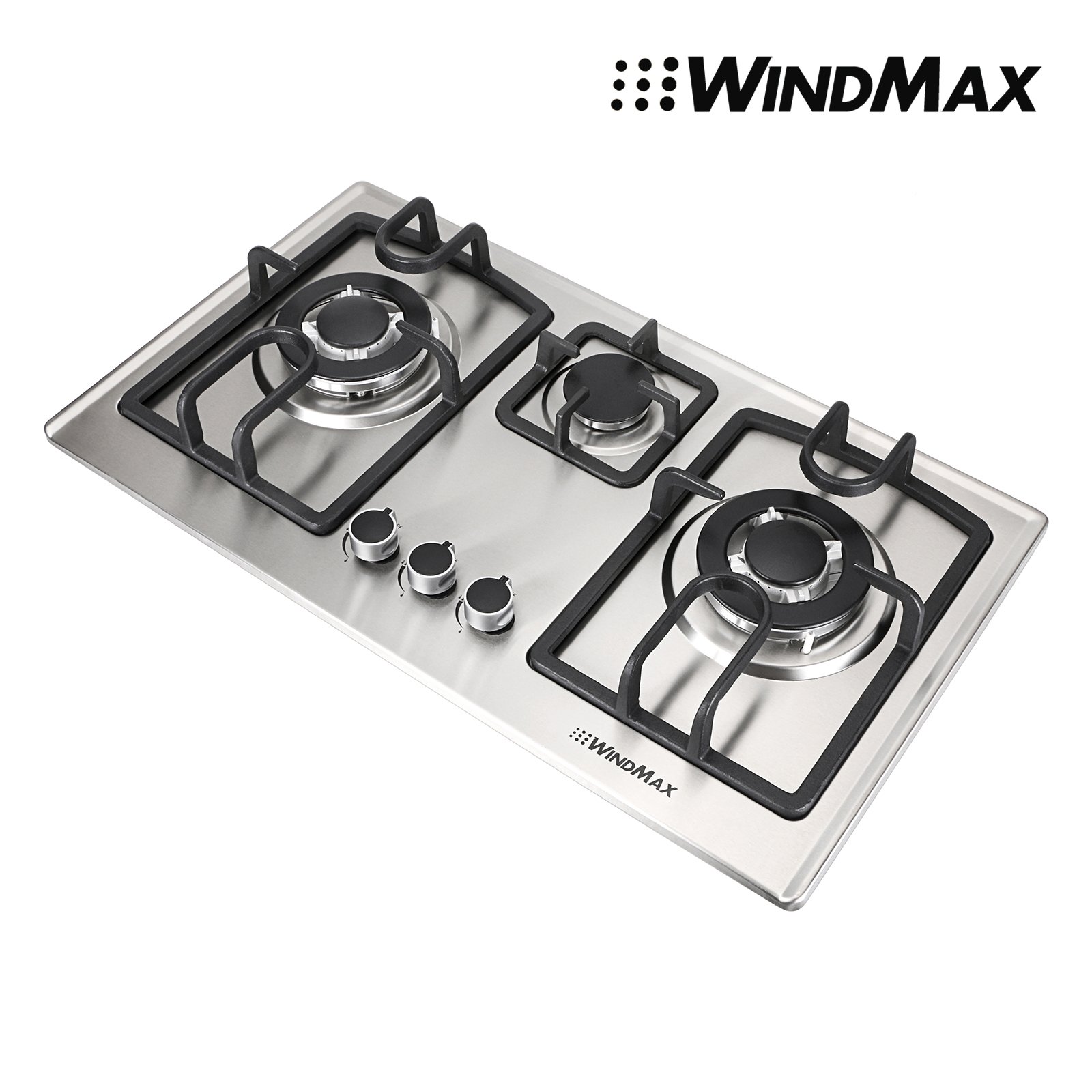 Windmax 28 In. Stainless Steel 3 Burner BuiltIn Stove NG Gas Cooktop
