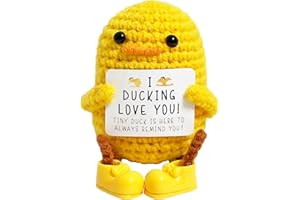 LACKYCC Positive Crochet Animals Long Legged Mini Duck - I Ducking Love You,Funny Positive Potato Best Friend Birthday Inspirational Gifts for Women Him Her Daughter Coworkers,Emotional Support Crochet