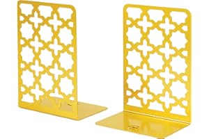 CNK Book Ends Bookends for Decorative Books Holder Bookend Shelves End Hold Heavy Duty Holders Stoppers Metal Stopper Cute Boho Bookshelf Holds Cookbook Office Home Set of 2 Bookends Pair Gold