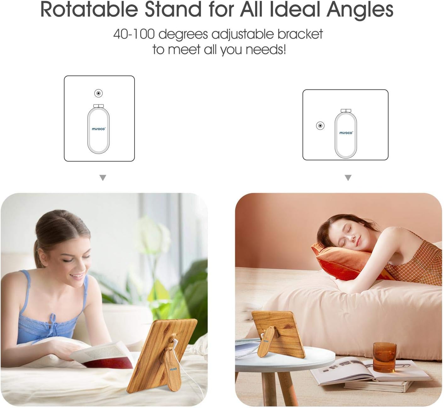 Miroco Light Therapy Lamp, UV-Free 10000 Lux LED Light, 90° Rotatable Standing Bracket, Timer Function, Adjustable Brightness Levels, Touch Control, Memory Function: Home & Kitchen