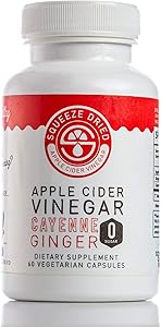 Squeeze Dried Apple Cider Vinegar Pills with Ginger and Cayenne, Detox Capsules, Vegan, Gluten-Free, Immunity-Boosting Probiotic Supplement, 60 Capsules (Pack of 1)