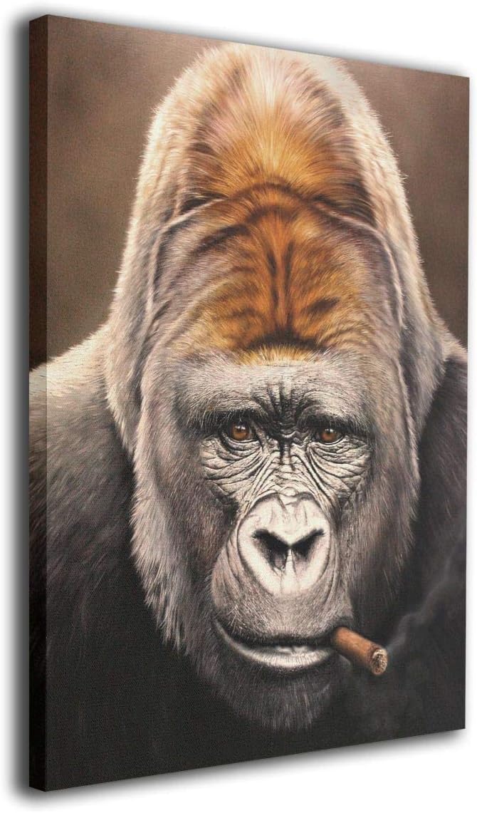 Amazon ファニー ジャイアント ゴリラ スモーク イン マウス キャンバス ウォール アート キャンバス プリント すぐに掛けられる バスルーム ホーム デコレーション 16 X インチ アートフレーム ポスター オンライン通販