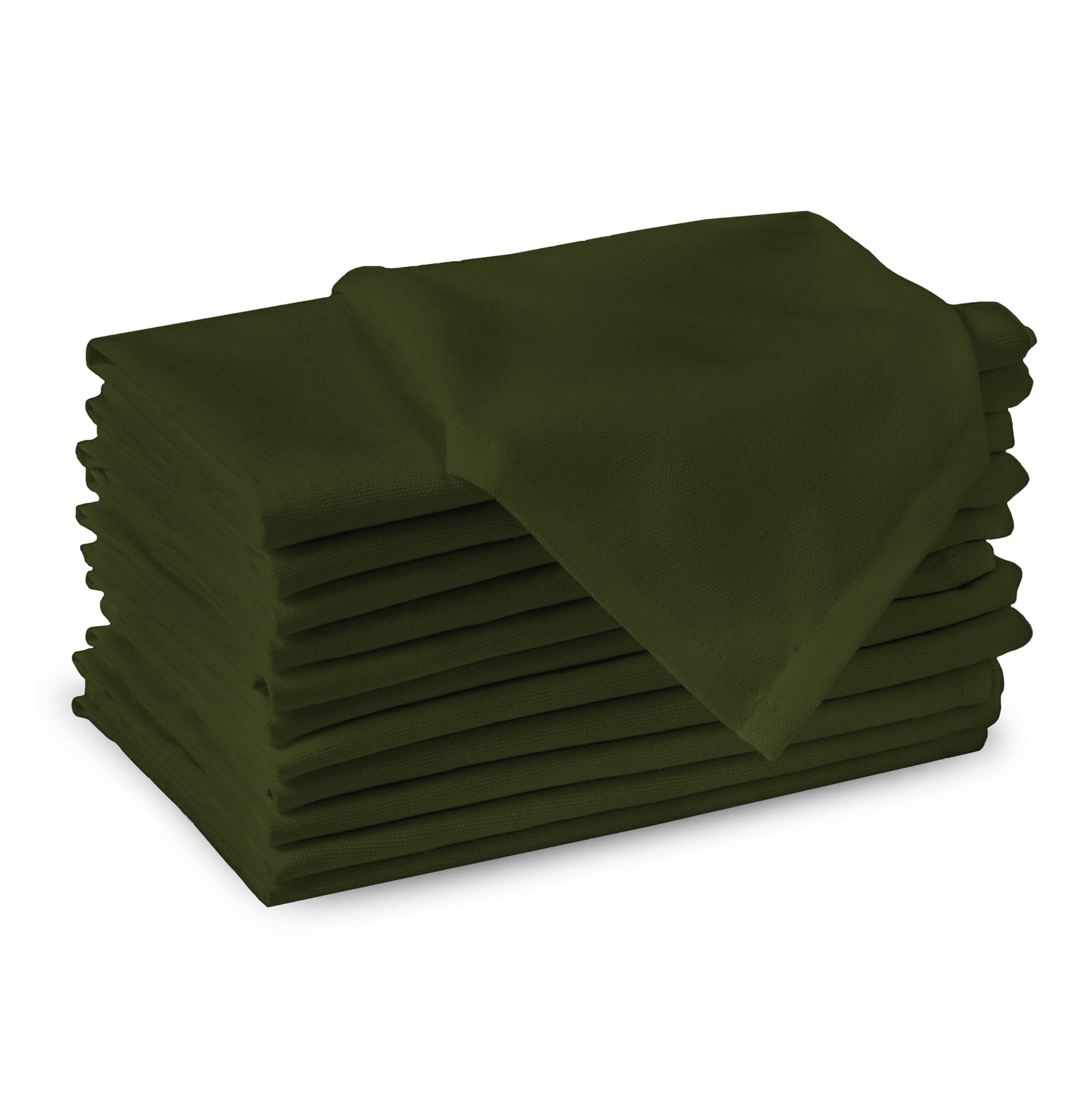 Encasa XO Leaf Green Cloth Napkins Set of 12, 17x17 in | Solid Color Cotton Dinner Napkins | Washable & Reusable Wedding Napkins for Holiday Dinners, Party, & Everyday Table Decor — image 1