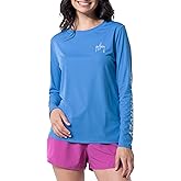Guy Harvey Women's Long Sleeve Performance Sun Protection Shirt UPF 50+, Sky Blue, X-Large