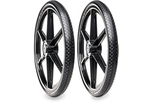 BAIVE BW 2 Pcs 20" Flat Free Tires Polyurethane Non-inflated Tires Wheels, 20x2 Inch Tire with 3/4 Ball Bearings, 2.44" Centered Hub for Wheelbarrow, Garden Carts, Garden Trailers, Roofing Equipment