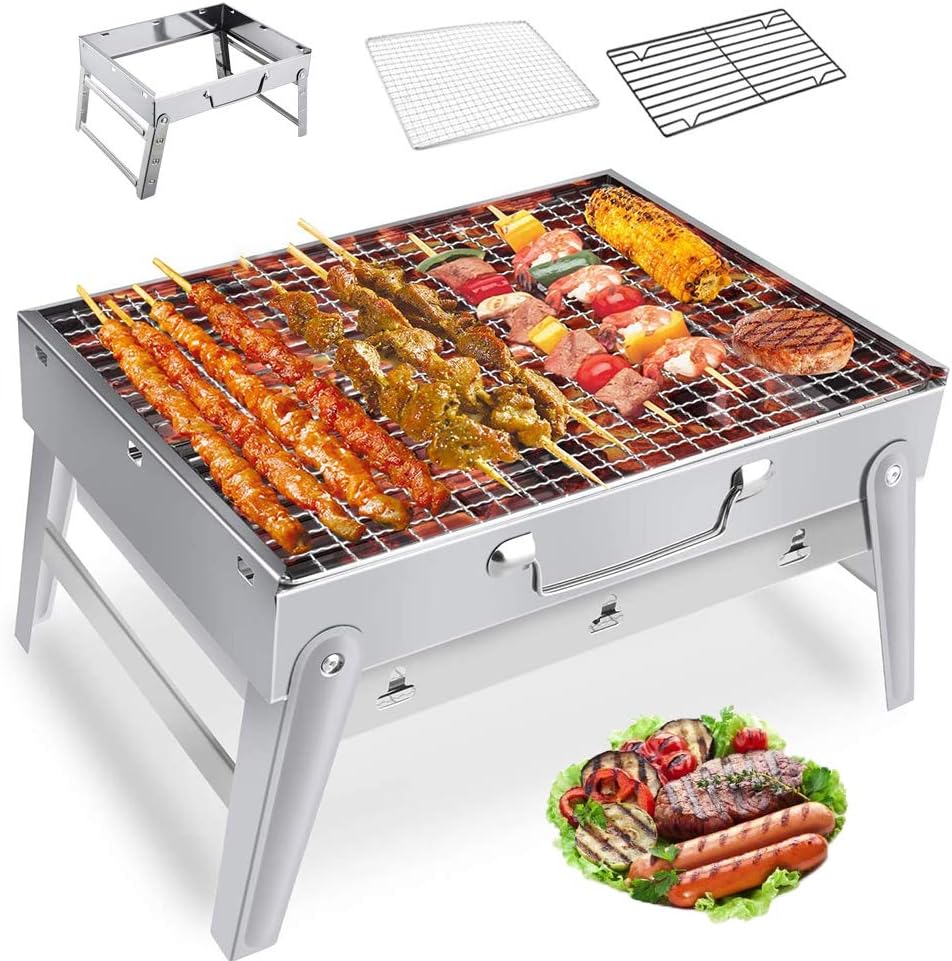 Portable Barbecue BBQ Grill,Stainless Steel Folding Barbecue Charcoal
