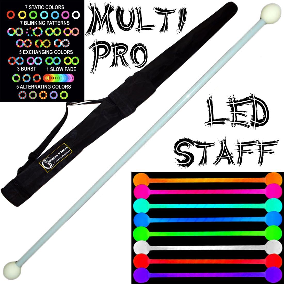 120cm LED Glow Staff MULTILIGHT (28 Settings) Multifunction Pro Glow
