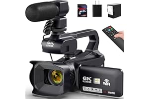 SPPRANDOM 6K 64MP Video Camera Camcorder, 18X Digital Zoom IR Night Vision Vlogging Camera for YouTube, 4.0" Touch Screen Digital Camera with WiFi, Microphone, 64G SD Card, Remote Control, Charger