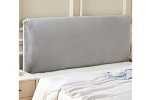 Zion Praiser Stretch Velvet Bed Headboard Slipcover Fabric Solid Color Dustproof Protector Cover for Upholstered Headboard Light Gray Cal King