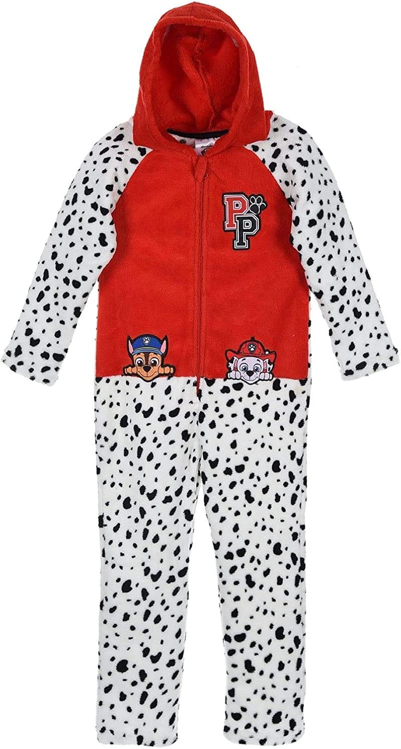 Kuscheliger Kinder Jumpsuit Overall Kompatibel zu Paw Patrol mit Kapuze
