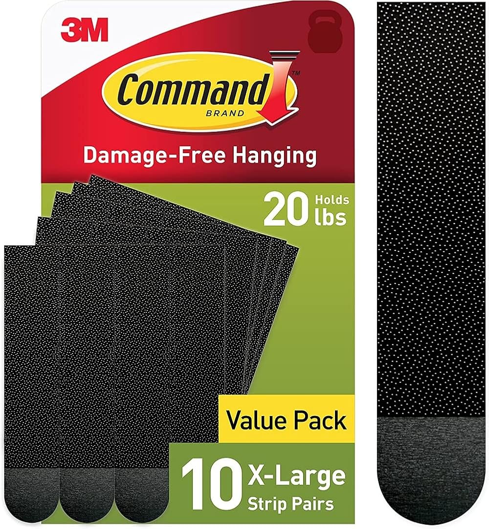 Command XL Picture Hanging Strips Black 10 Pairs Holds 9 kg Heavyweight