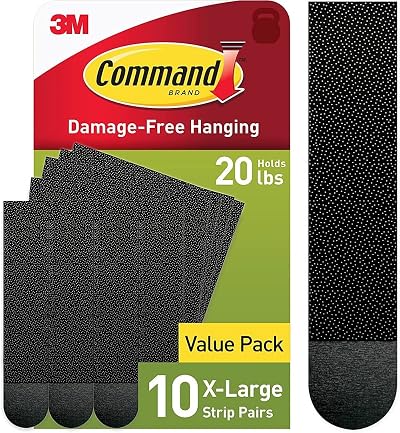 Command XL Picture Hanging Strips Black 10 Pairs Holds 9 kg Heavyweight