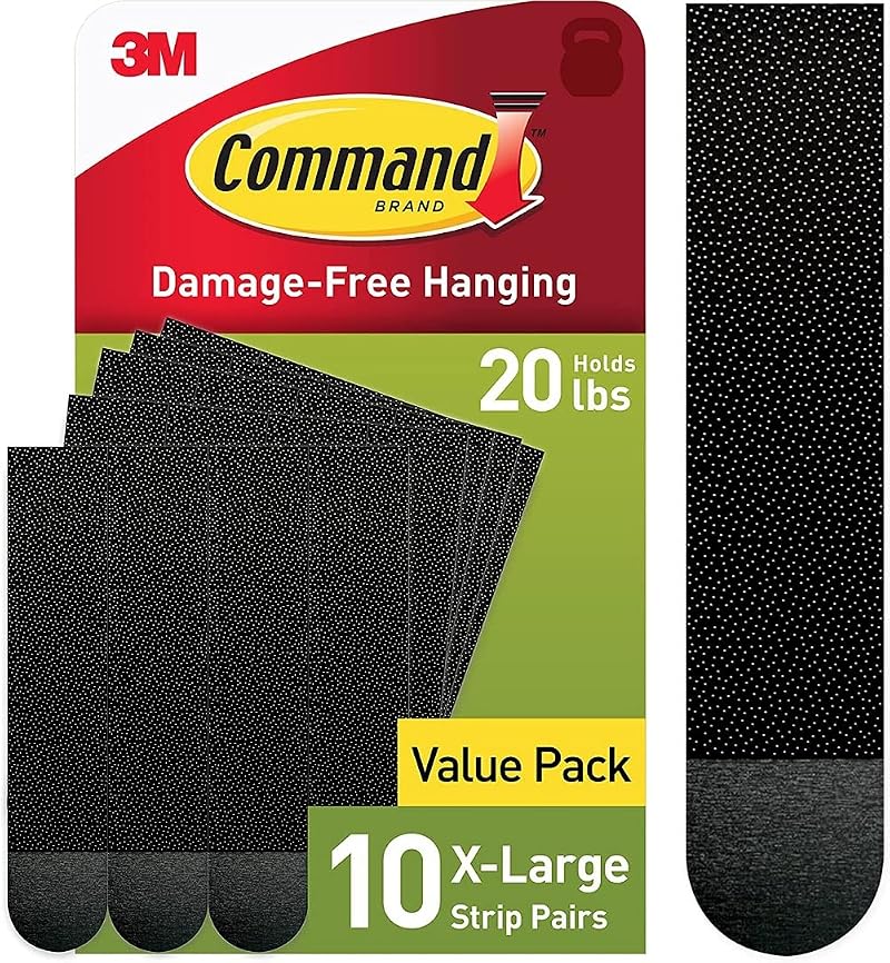 Command XL Picture Hanging Strips Black 10 Pairs Holds 9 kg Heavyweight