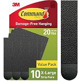 Command X-Large (20 lb) Picture Hanging Strips, 10 Pairs (20 Strips) | Black Picture Hanging Strips, Heavy Duty Damage-Free Wall Hangers, No Tools Required, Ideal for Decorating Apartments, Dorms