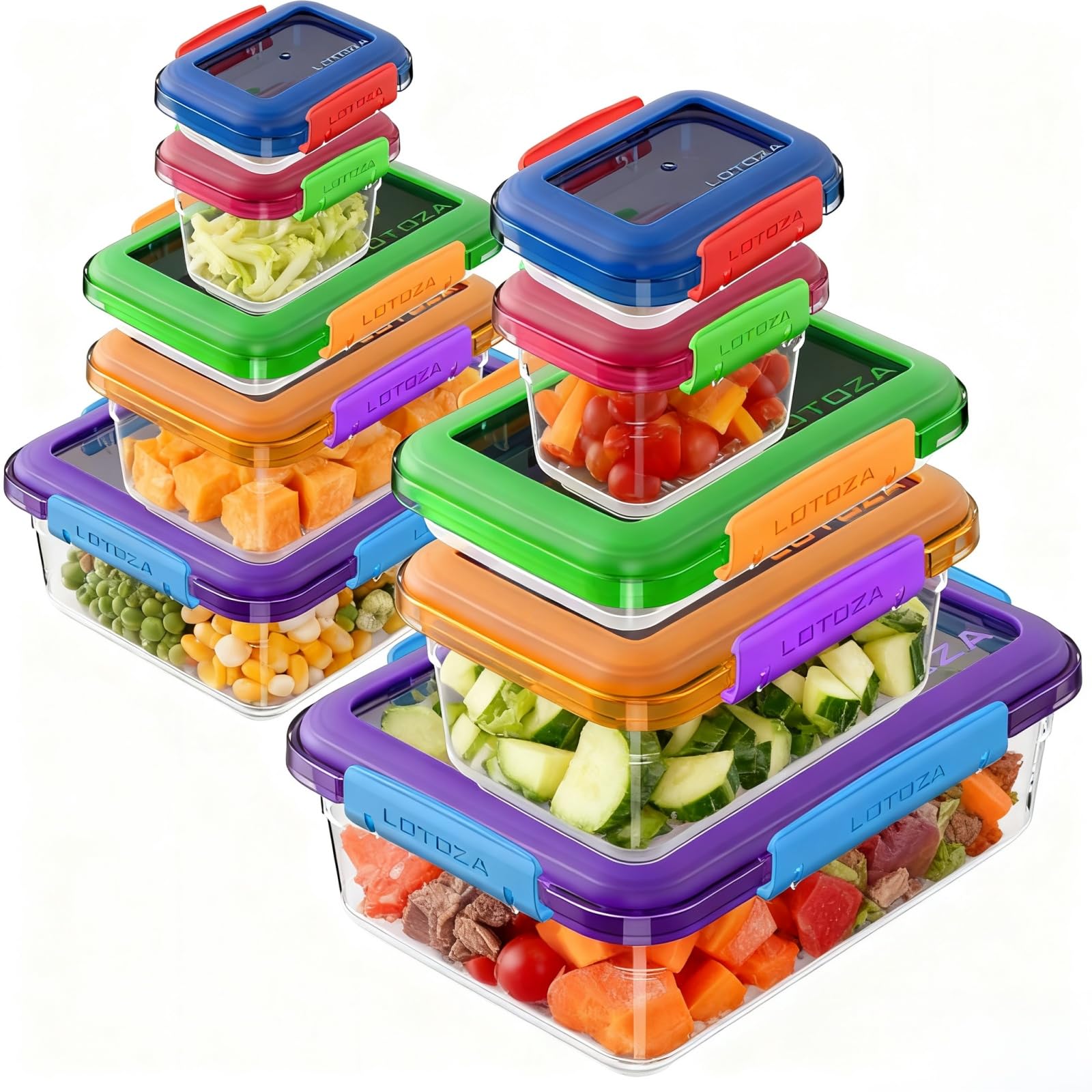 Photo 1 of 10 Pcs Set Food Storage Containers with Lids BPA Free Plastic Snap Lock Container Kitchen Pantry Organization for Meal Prep Lunch Salad Leftover Fruit Stackable Microwave Dishwasher Safe 5/12/29/68 oz