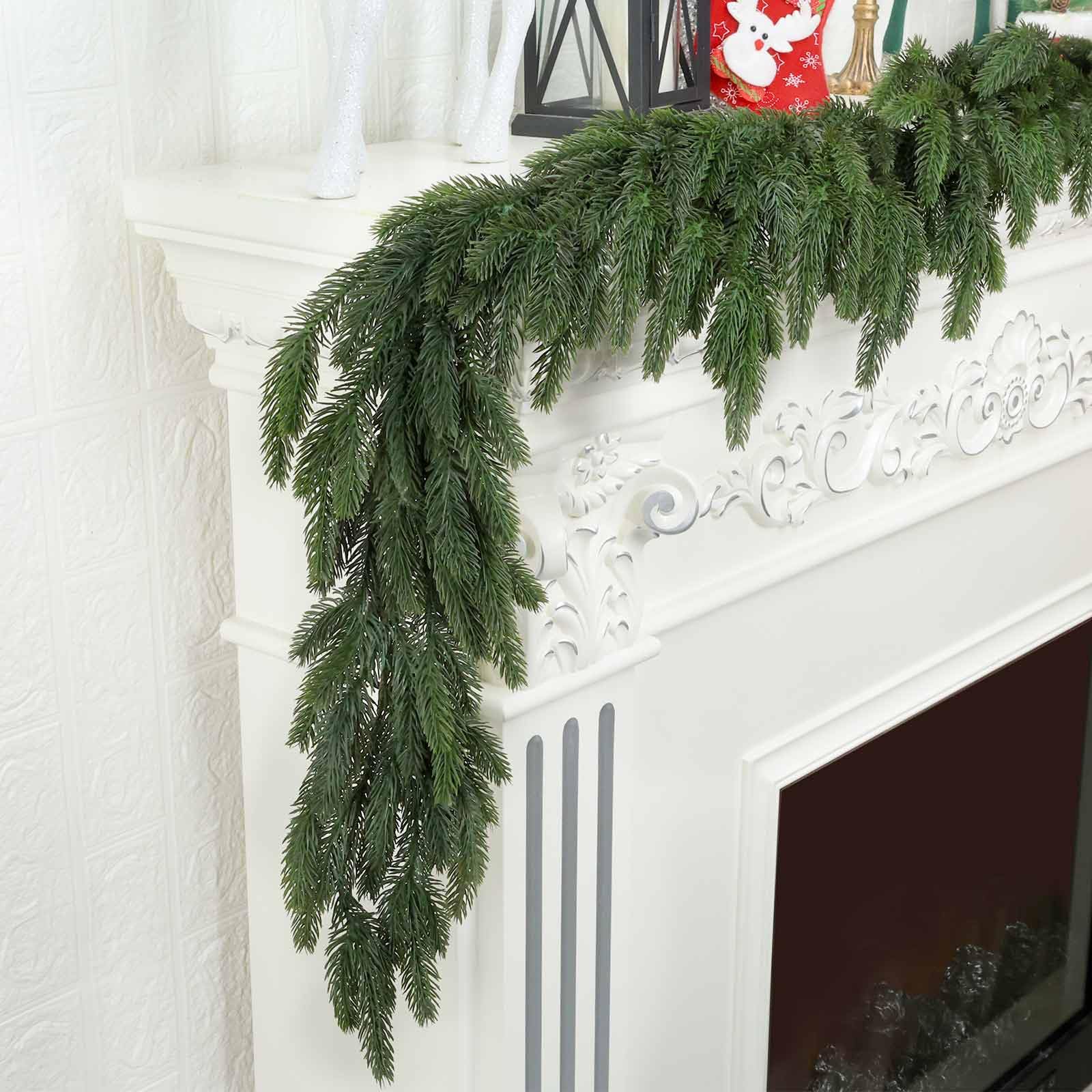 Photo 1 of 6 Ft Realistic Christmas Garland,Natural Droopy,Soft Bendable Cedar Garland, Lifelike Garland Christmas Decorations,Christmas Garland for Mantle Table Fireplace Stairs Christmas Decorations Outdoor