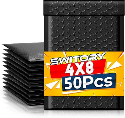 Switory Black Bubble Mailers 50 Pack A6 4x7 In Self-Adhesive Padded Envelopes