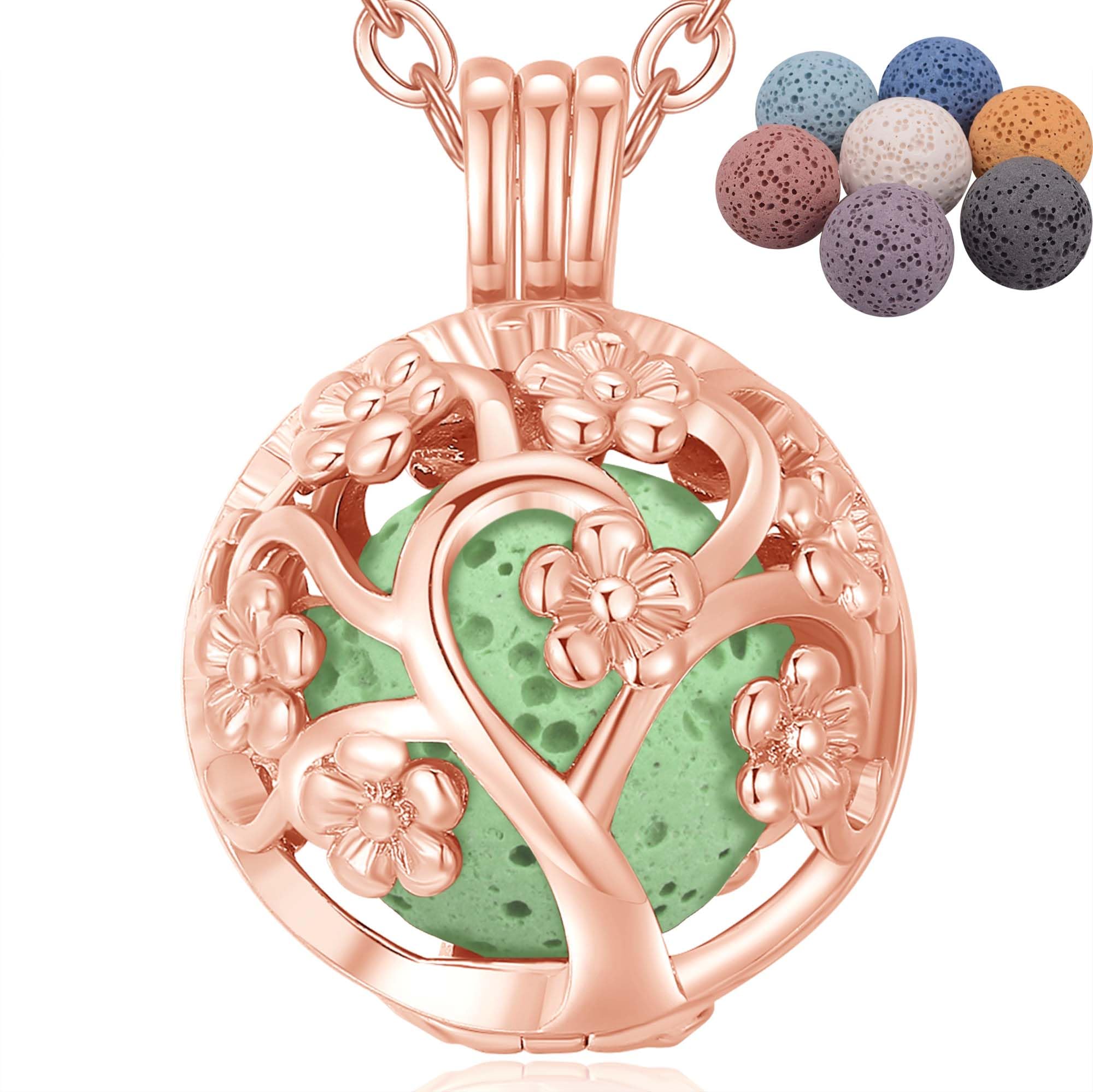 INFUSEU Essence Jewellery, Om Monkey Aromatherapy Necklace Diffuser Oil Pendant Lava Rock Calming Necklace Yoga Gifts For Women