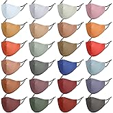 Eurzom 24 Pcs Adult Washable Cloth Face Mask Adjustable Ear Loop 3 Layer Cotton Cloth Mask