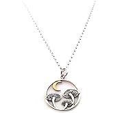 Mushroom & Moon Necklace – Sterling Silver with Bronze Moon Charm – Woodland Jewelry Gift for Her