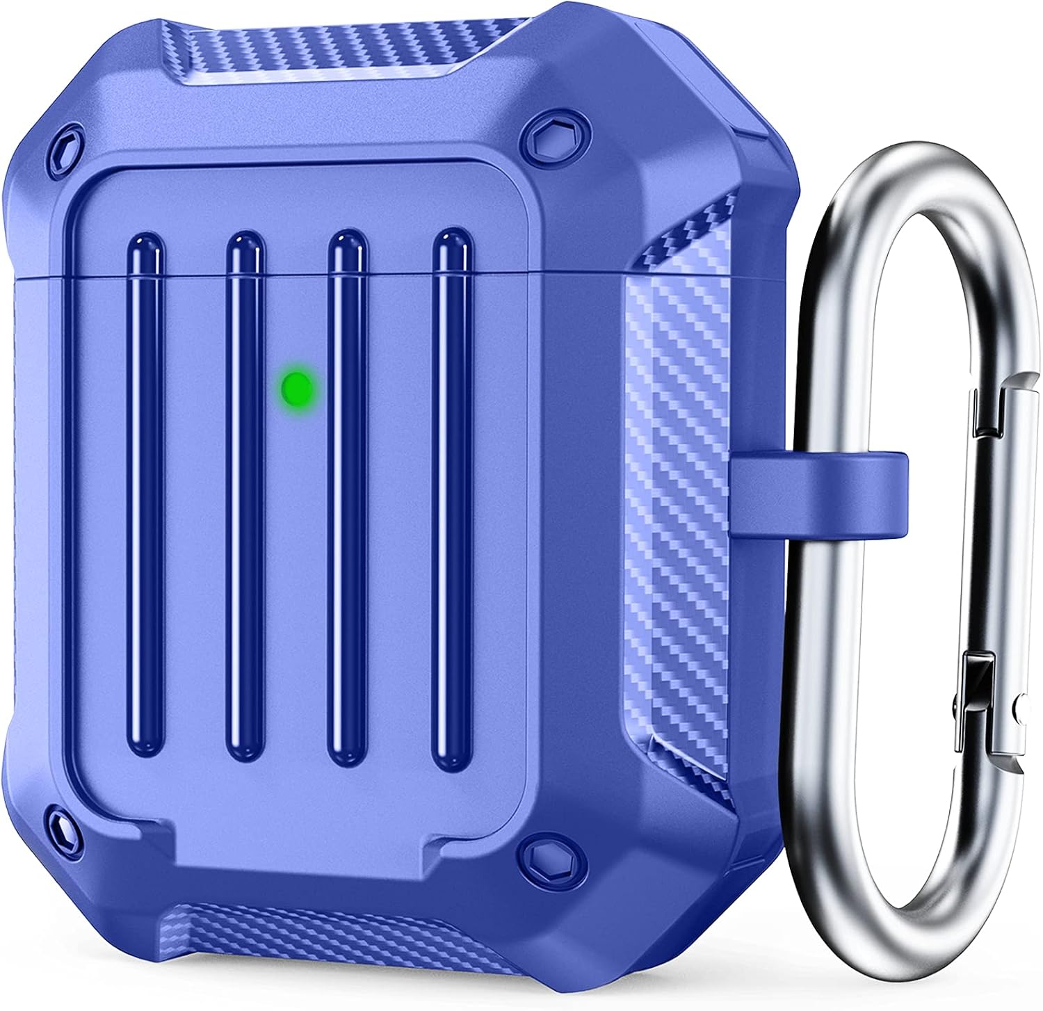 AirPods Case Cover, RFUNGUANGO Full-Body Rugged Shock Proof Protective Skin with Keychain for Men Boy Women with Airpods 2 & 1 Charging Case-Blue