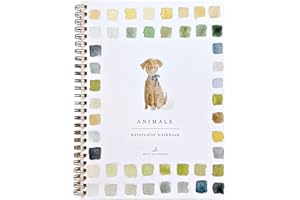 Animals Watercolor Workbook by Emily Lex Studio, 12 Beginner Friendly Sketched Illustrations, Lay Flat Spiral Pages, 6.5 x 9 