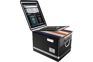ZOOPIP Fireproof Document Box,5200°F File Organizer Box with Lock,Foldable Filing Organizer Cabinet, Portable Safe Storage fo