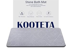 KOOTETA Stone Bath Mat, Diatomaceous Earth Shower Mat, Super Absorbent, Non-Slip, Quick Drying, Easy to Clean - Ideal for Bathroom, Shower Floor, and Kitchen Counter (23.5x15” Gray-Diamond Shape)