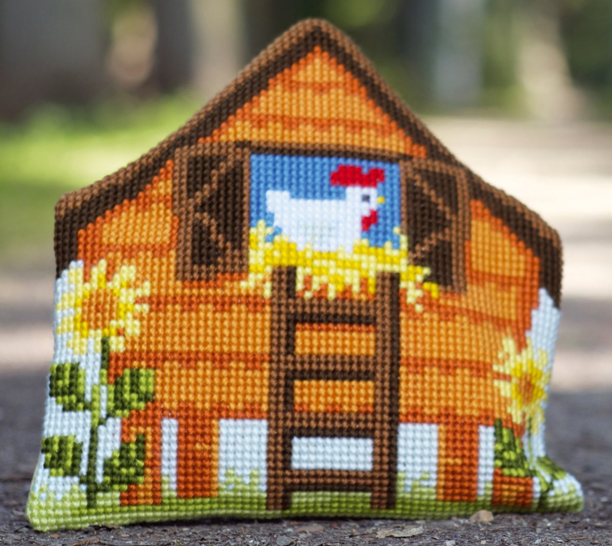 Vervaco The Henhouse Shaped Cross Stitch Cushion, Multi-Colour