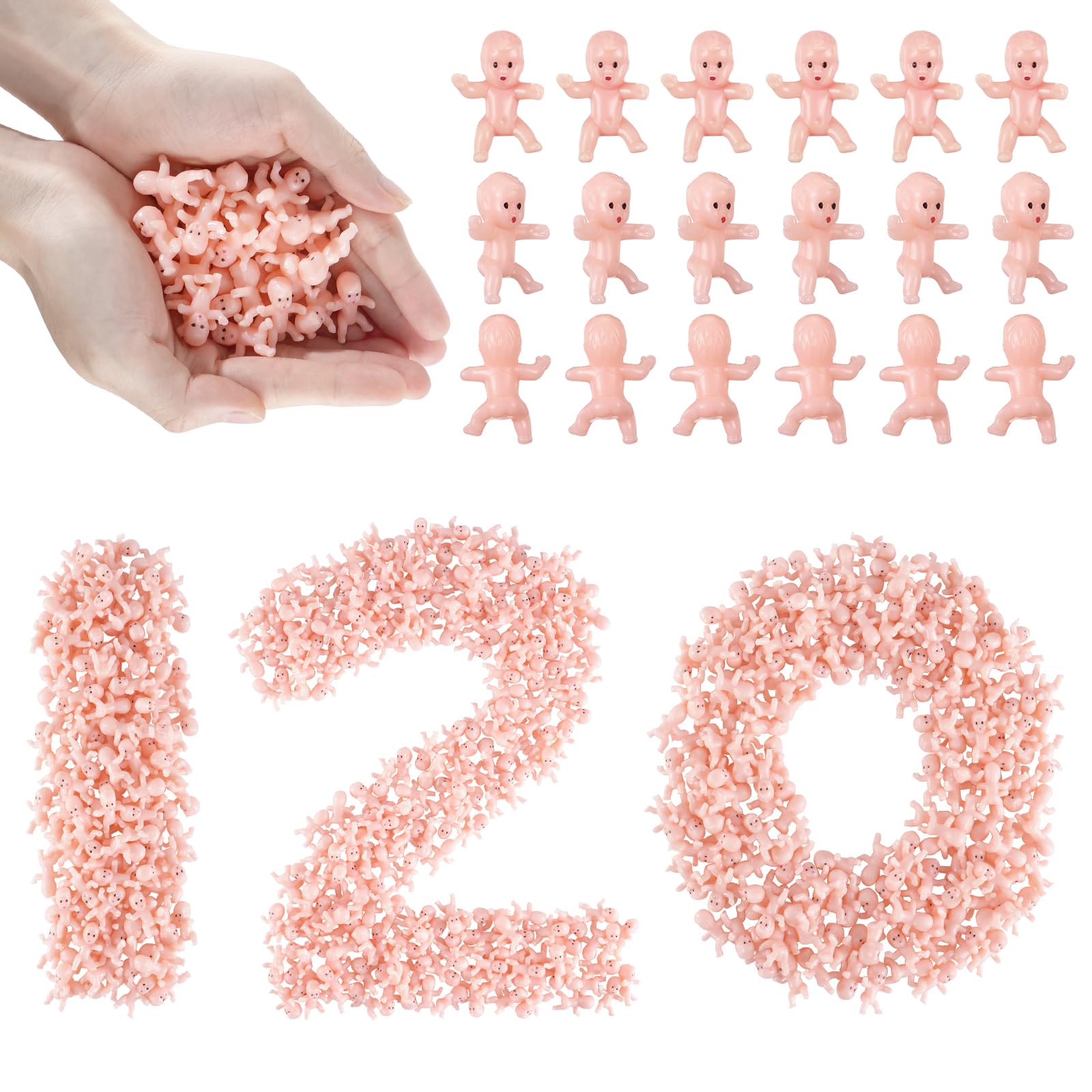 ZJJZGYXINTAI 120 PCS Plastic Babies for Games, 1 Inch Mini Babies Bulk for Baby Shower Game, Tiny Baby Figurines for My Water Broke Ice Cube Game, King Cake Babies for Party Decorations