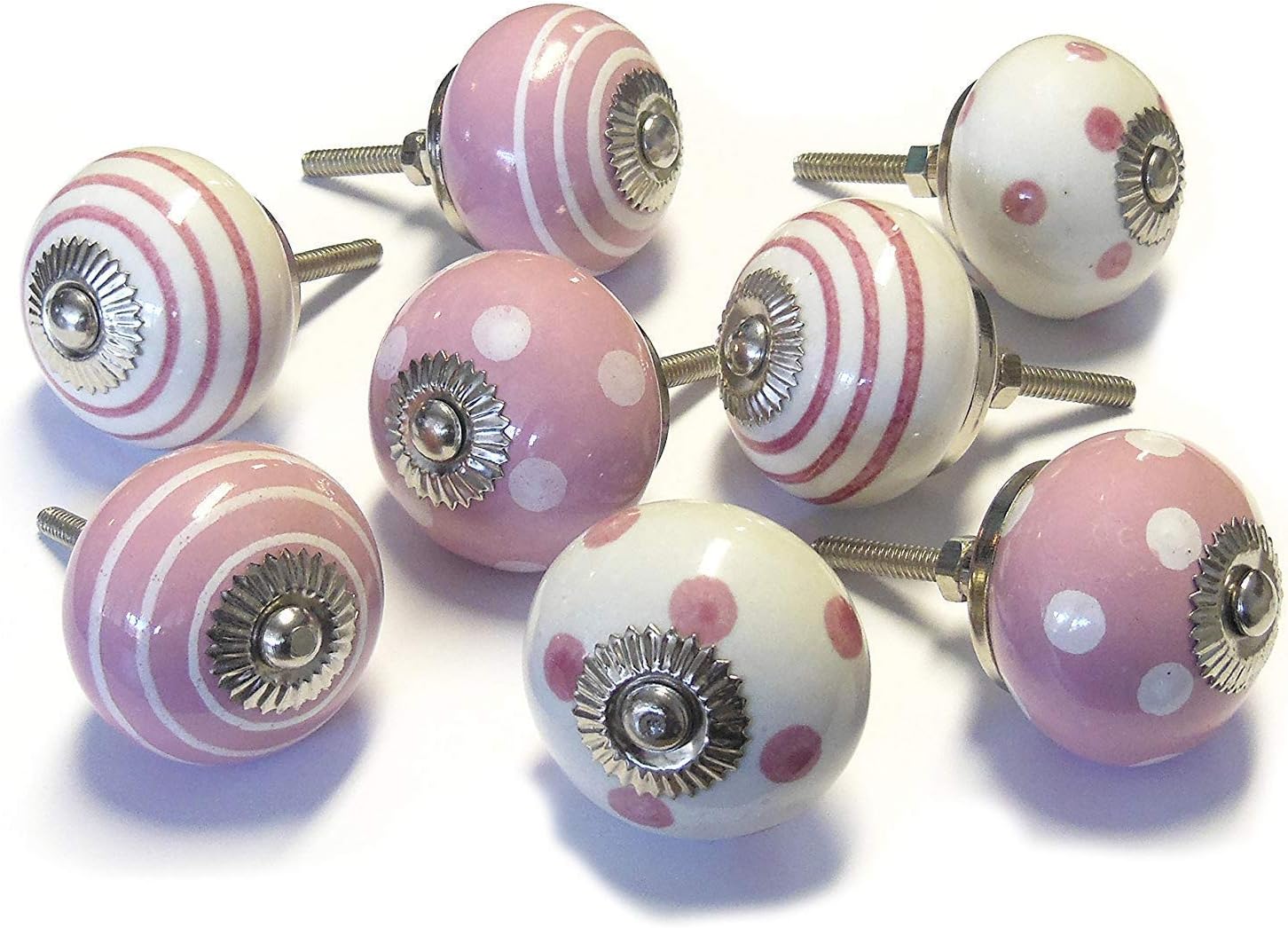 Set of 8 Traditional Pink Ceramic Cupboard Door Knobs Amazon.co.uk