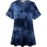 LARACE Plus Size Tunic Tops for Womens Summer Shirts Roll Up Short Sleeves Blouses Loose Fit Tee Shirts Womens Casual Tops