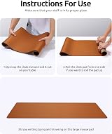 YSAGi Leather Desk Mat Large 80x40 cm Non-Slip Waterproof Brown view 9