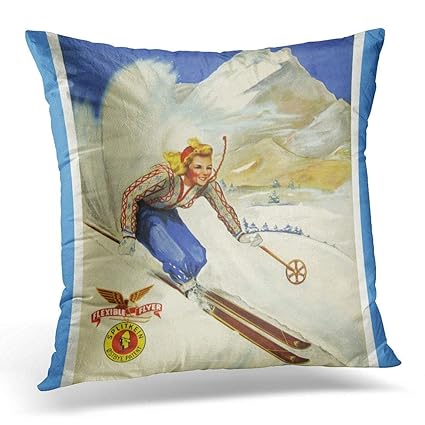 Amazon Com Jayesh 18x18 Inch Throw Pillow Cover Cases Retro Skier