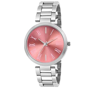 Pink Dial Steel Watch for Girls & Women BF444