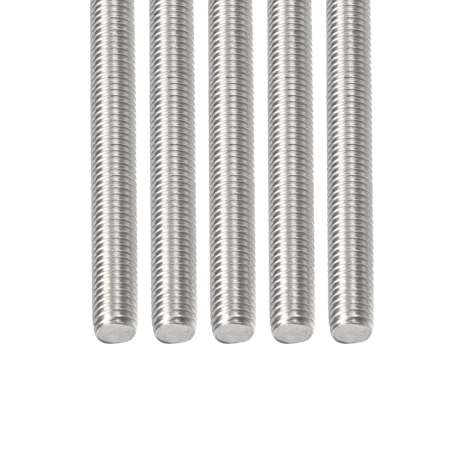 DTGN M8x1.25x80mm(DxPxL) Fully Threaded Rod - 5Pack - Good for Machinery - 304 Stainless Steel Right Hand Thread Rods Bar Studs - Silver