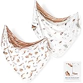 GRSSDER Baby Blankets Super Soft Stretchy Jersey Swaddle Blanket 2 Pack for Girls and Boys, Double Layer Reversible Receiving Blankets 34 x 44, Extra Large for Swaddling, Squirrel & Jungle