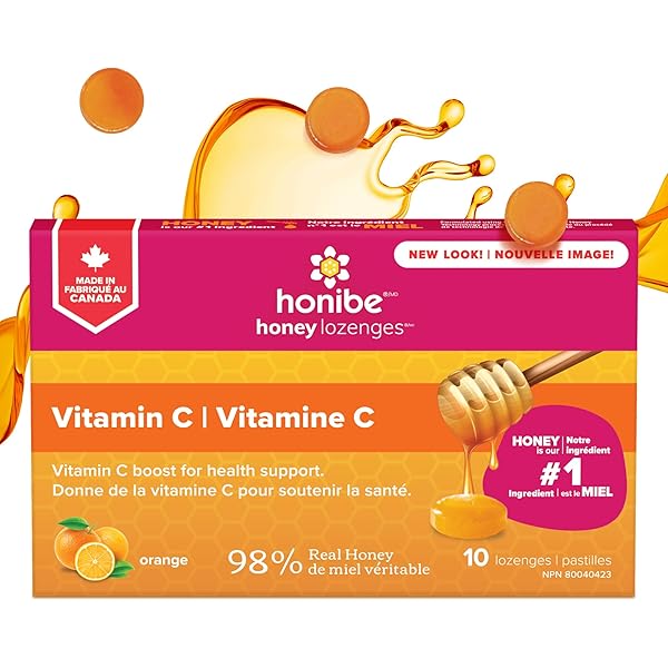 Honey Honibe 100% Pure Honey Lozenges, Made in Canada, With Zinc