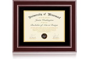 Minesaxel 11x14 Diploma Frames 8.5x11 with Black Mat, Fits Degree Certificate Document, 14 x 11 Cherry Red Frame with Tempered Glass Panel for Wall Mounting or Tabletop Display