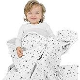 Woolino Toddler Blanket - Merino Wool and Organic Cotton Baby Blanket for Girls and Boys - 4 Season - 52.5” x 40” - Stars Gray