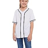 ACEFAST INC Kids Baseball Jersey Button Blank Softball Team Uniform Girls Boys Hip Hop T-Shirt Solid Color Sweatshirt