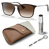 Ray-Ban RB4187 CHRIS Square Shaped Sunglasses for Men & Women with Official RAYBAN Eyewear Kit
