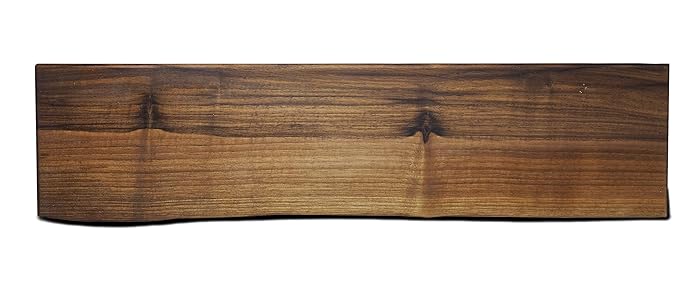 Schwebendes Wandregal - Nussbaum mit Baumkante 70 cm x 20 cm x 2,8 cm