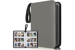 TUUZEL Baseball Card Binder 9 Pocket,Premium Zipper Trading Card Holder with Card Sleeves,Collectible Card Folder Fits 900 Cards and 50 Removable Trading Card Sleeves(gray, 900Pocket)