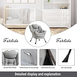 Furlide Lazy Chair with Ottoman, Modern Chair with
