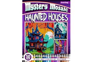 Haunted Houses Mystery Mosaics Color by Number: 50 Pixel Art Scenes for Halloween Enthusiasts (Mystery Mosaic Color By Number Collection)