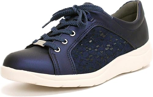 Amazon Antelope スニーカー レディース 靴 ウォーキング パンジー 歩きやすい 軽量 黒 ブルー 3e 紐 チュールレース コンフォート 旅行 ネイビー 22 0cm Antelope レースアップ
